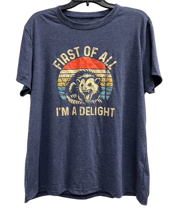 Unbranded Tops - First of all I’m a delight angry opossum blue tee plus sz XXL 2X